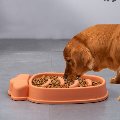 Anti-tip slow feeder dog bowl, radish shaped centre design