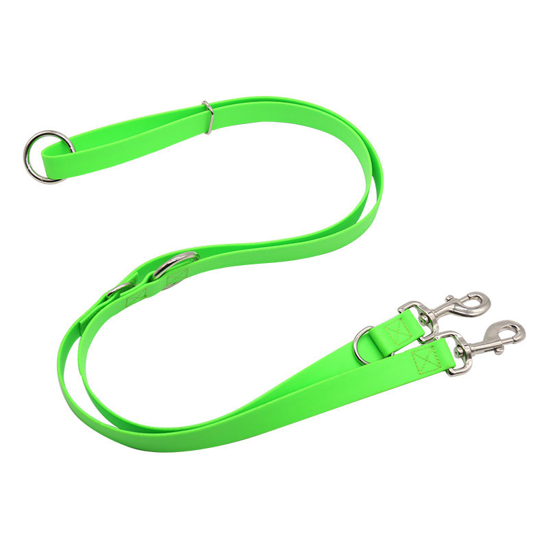 Person wearing multi-way dog lead hands-free across the body