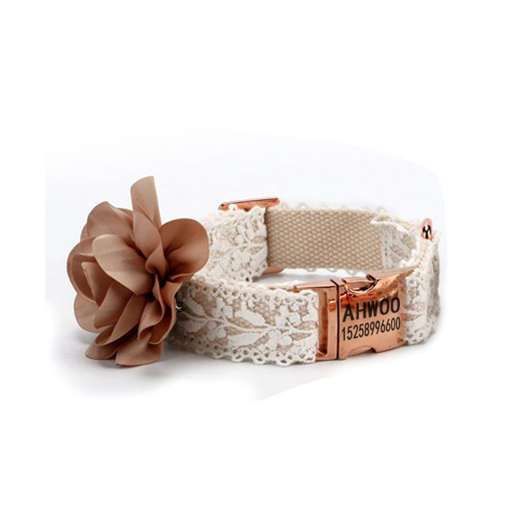 Close-up of lace flower detail on lightweight pet harness
