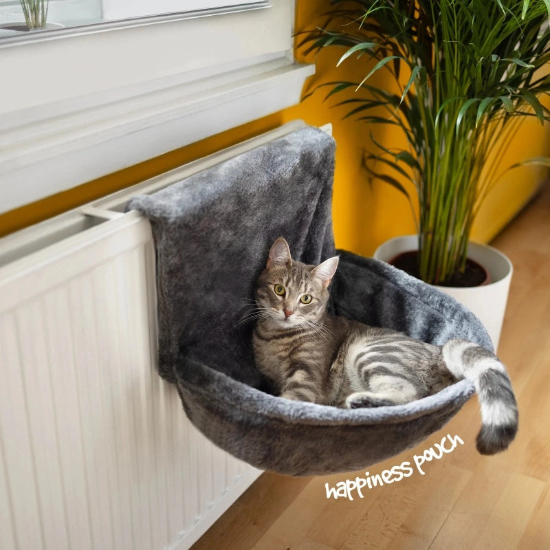 Radiator hammock bed for cats and small dogs hooked over radiator