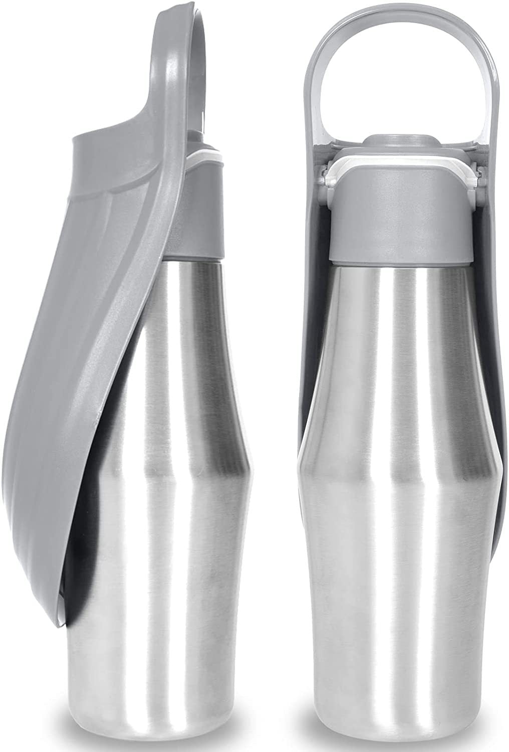 Leaf travel water bottle colour options, black blue green grey