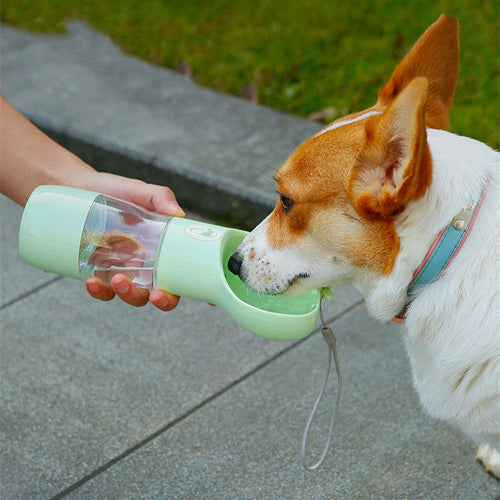 2-in-1 travel water and food cup for dogs, compact apple design