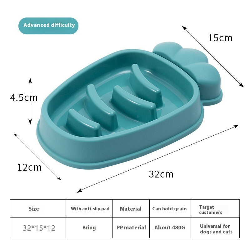 Anti-tip slow feeder bowl size and dimensions diagram
