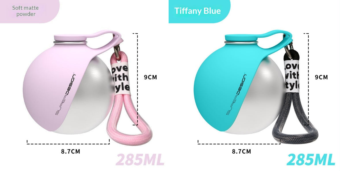 Portable dog water bottle size comparison and dimensions