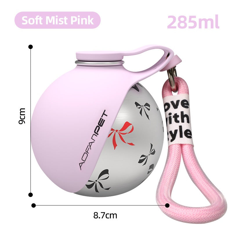 Portable dog water bottle bowl top opened for drinking