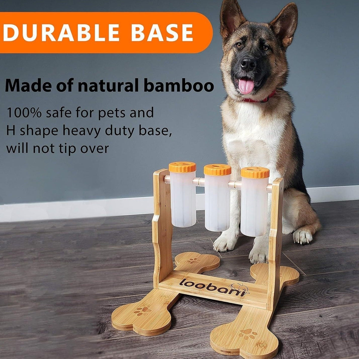 Wooden puzzle feeder, slow-feed brain game for dogs