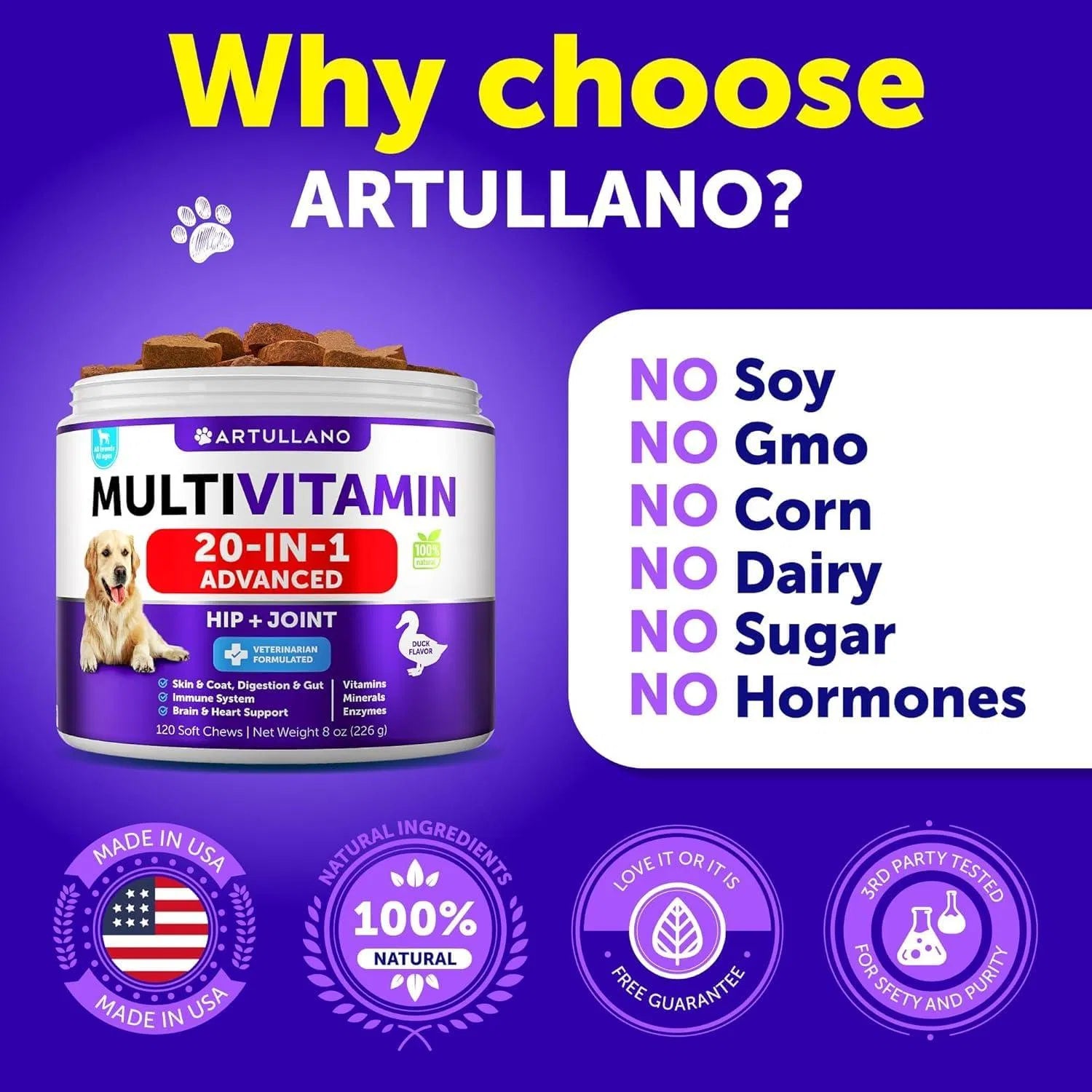 20-in-1 Dog Multivitamin Chews — Joints, Gut, Skin & Immunity (120 Chews)