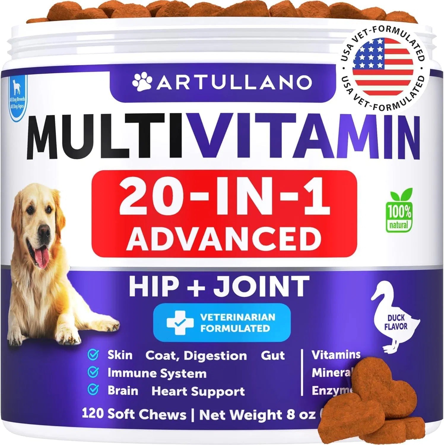 20-in-1 Dog Multivitamin Chews — Joints, Gut, Skin & Immunity (120 Chews)
