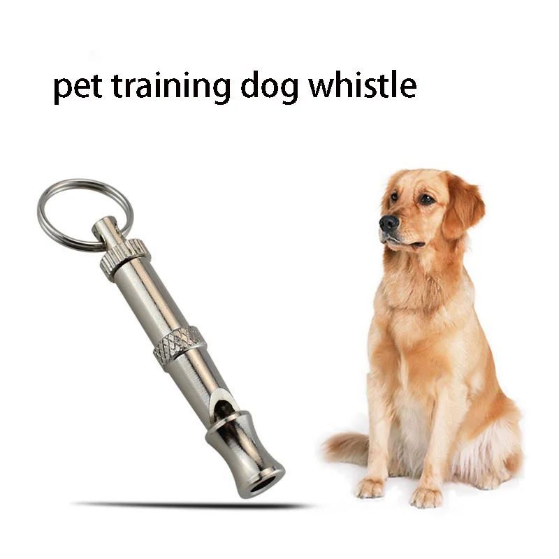 Ultrasonic dog training whistle with adjustable pitch, brass finish