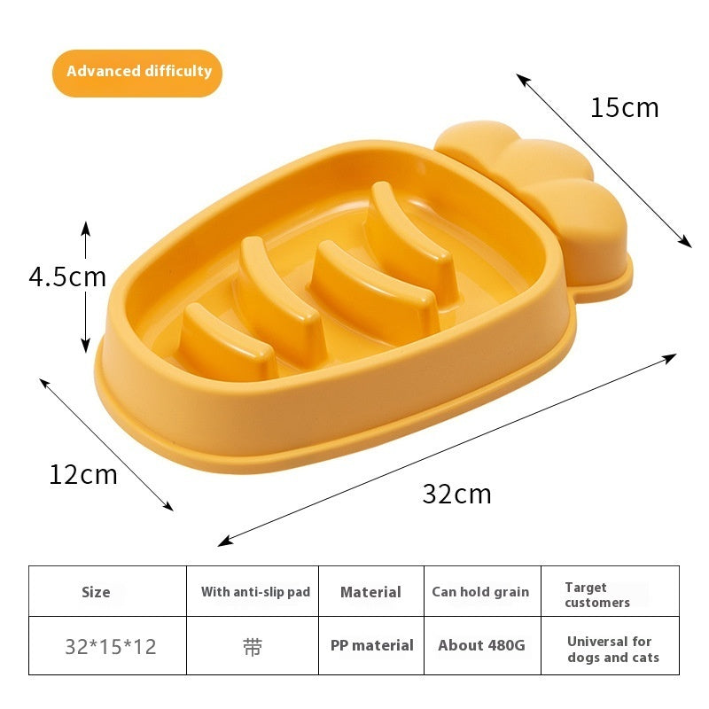 Anti-tip slow feeder bowl in twilight orange colour