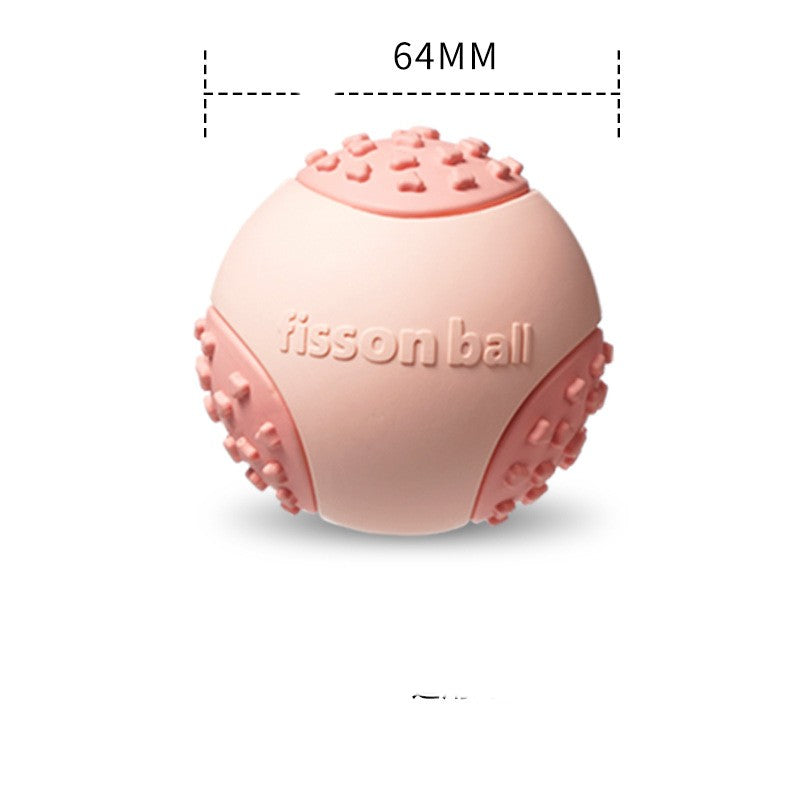 Close-up of durable rubber texture on floating squeaky fetch ball