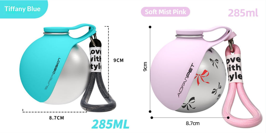 Portable dog water bottle packaging and included waste bags